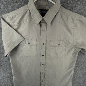 Red Ape Urban Wear Gray Button Up Short Sleeve Shirt Men Size Large Cotton Blend